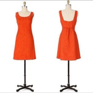 Anthropologie Rain in Spain Orange Flare Dress 6
